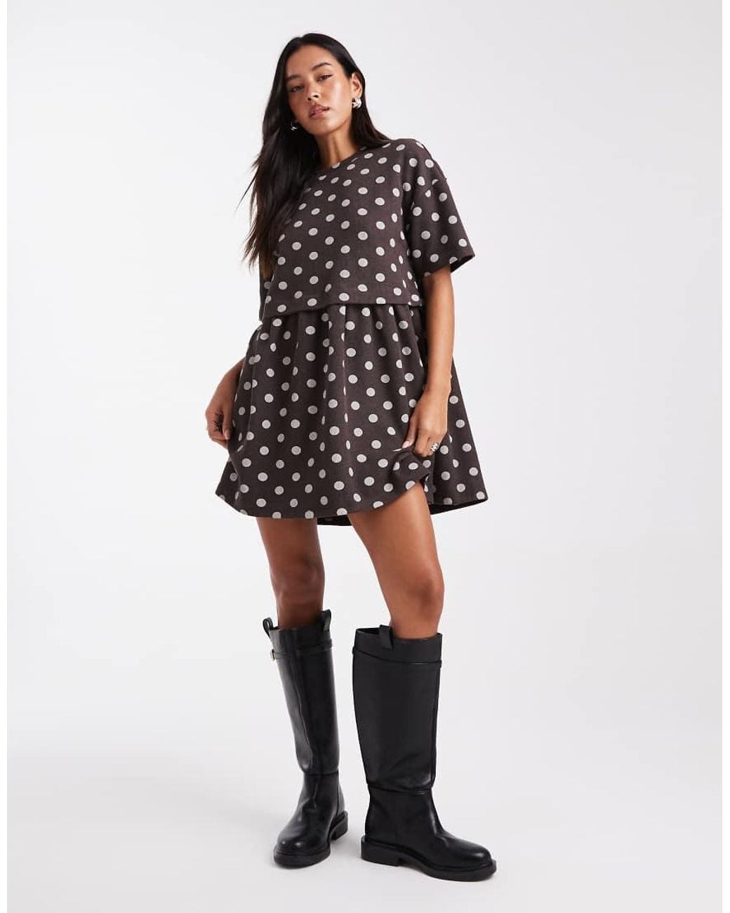 Miss Selfridge White Short Sleeve Layered Smock Dress