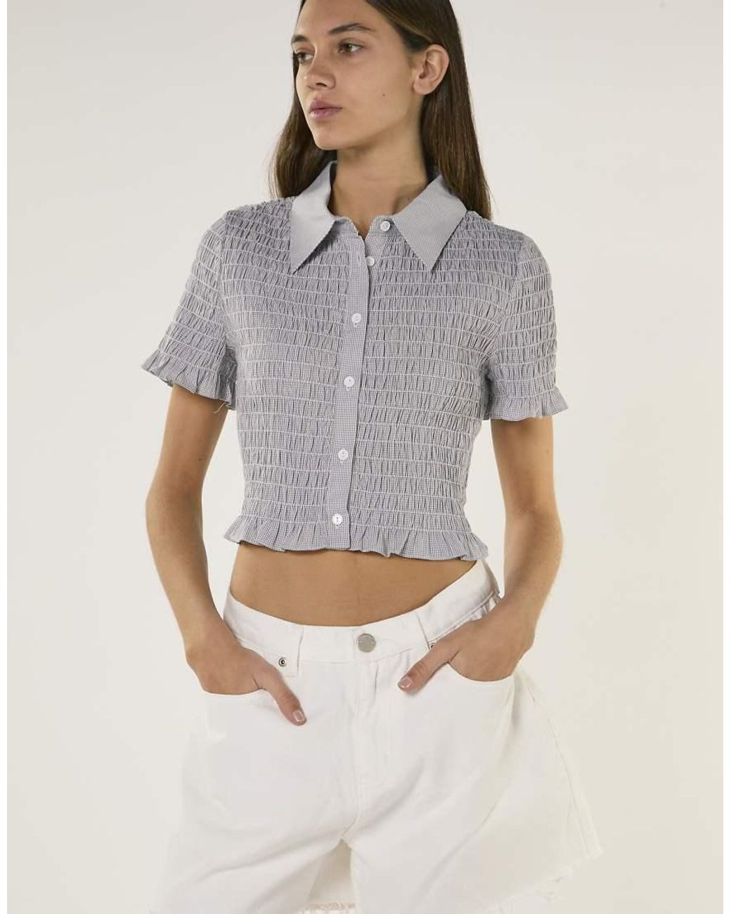 Glamorous Natural Frayed Hem Denim Shorts