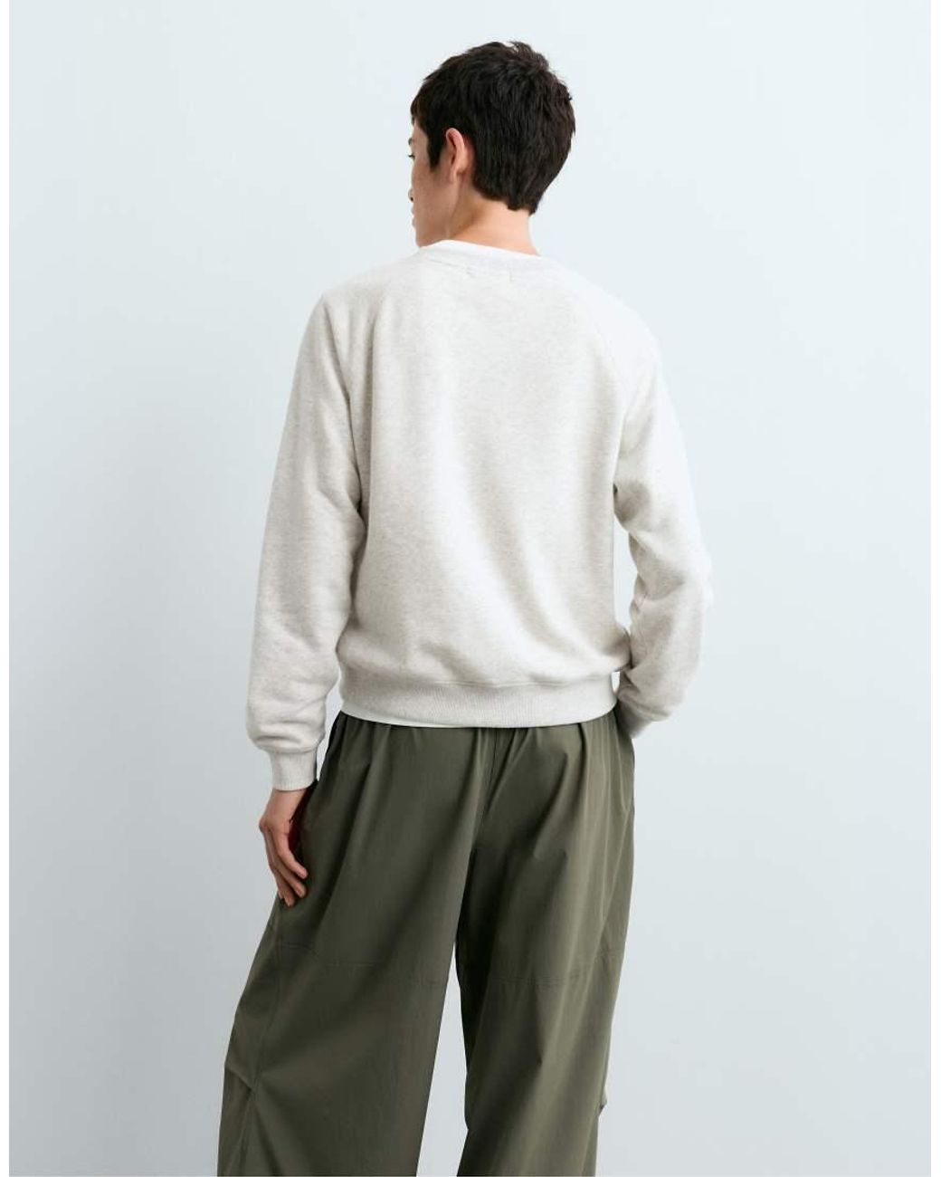 Oysho White Marl Plush Round Neck Sweatshirt