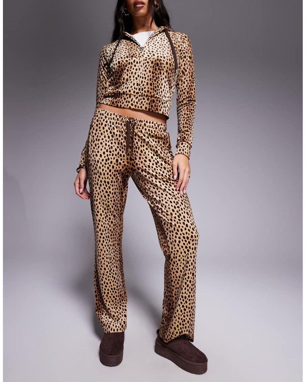 Juicy Couture X Asos Exclusive Co-ord Track Pants Natural Cheetah