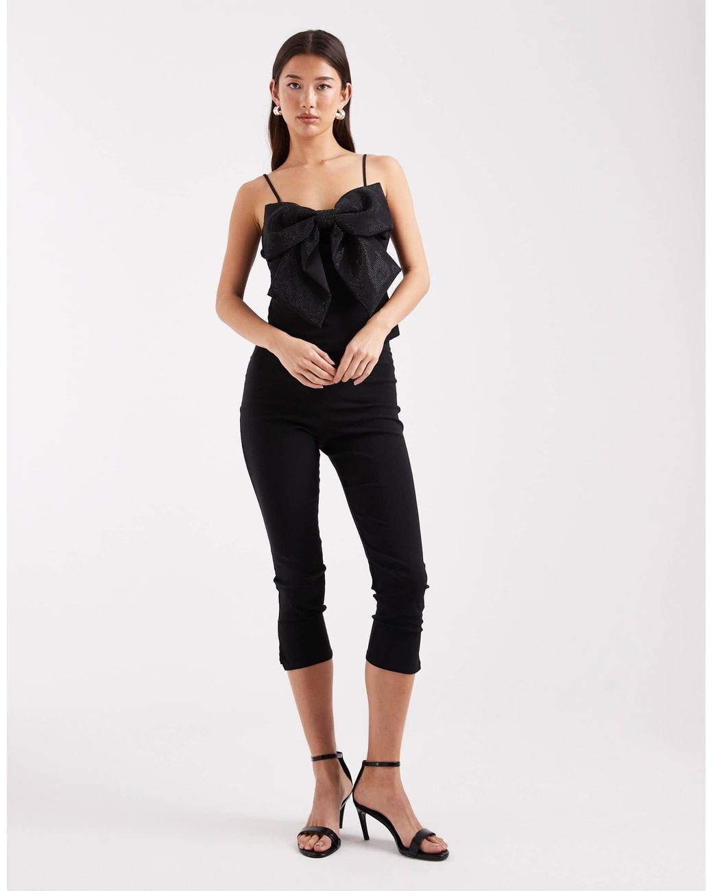 ONLY Black Sequin Bow Cropped Cami Top