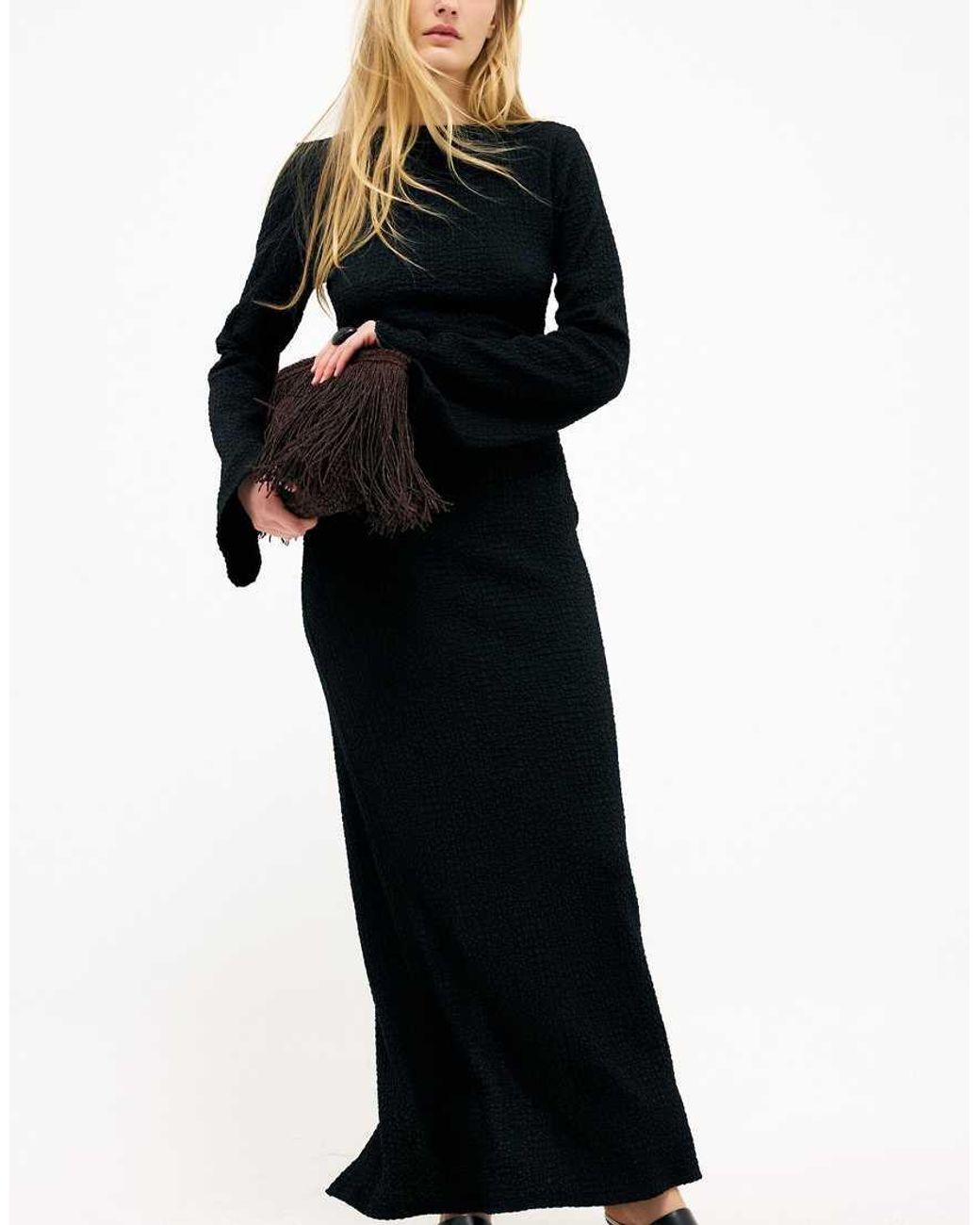 NA-KD Black Open Back Structured Dress