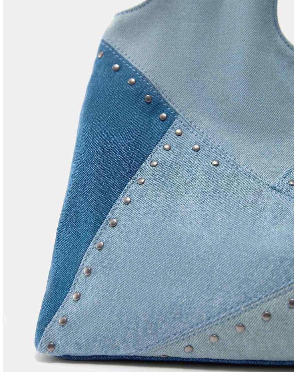 Pull&Bear Blue Patchwork Denim Shopper