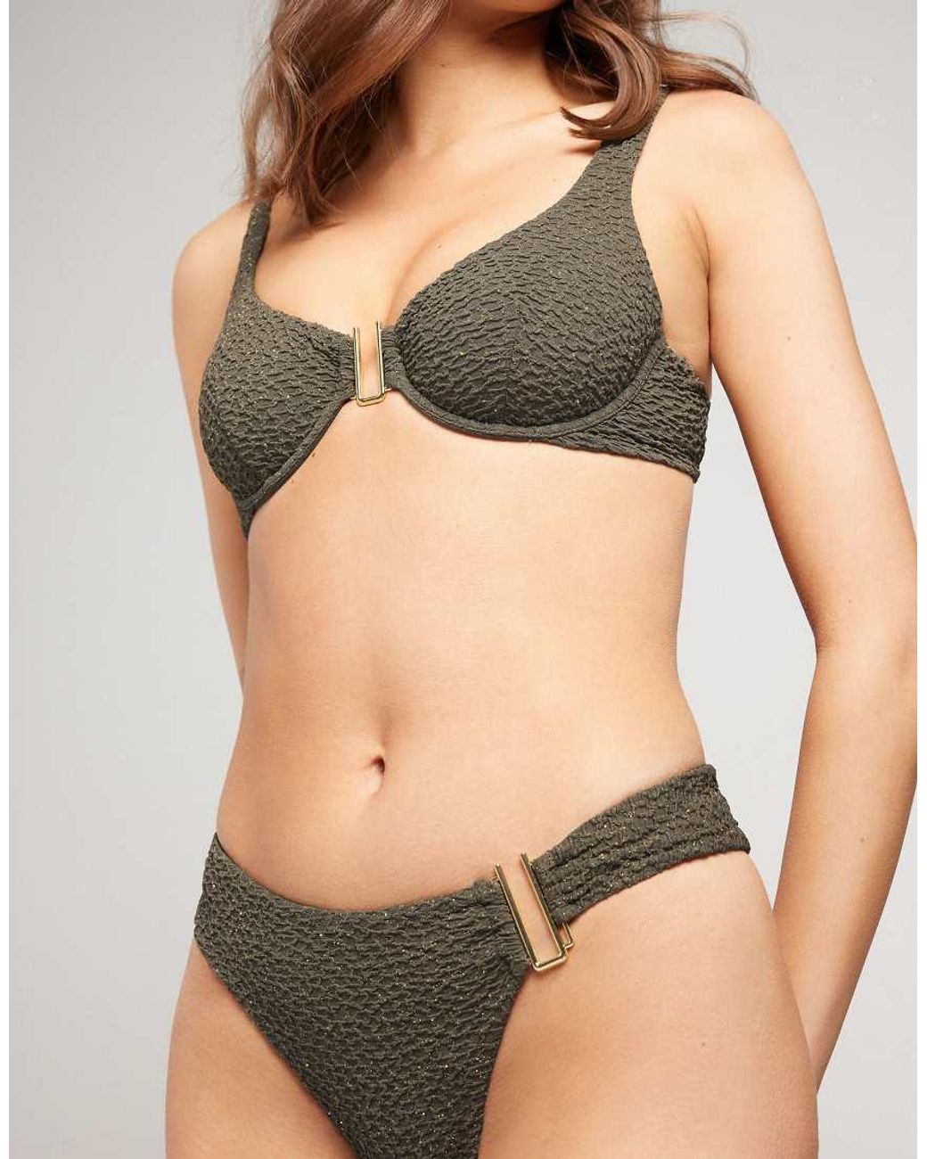 Tezenis Black Crinkle Dune Brazilian Bikini Bottoms