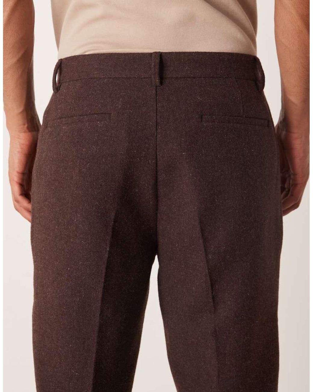 ASOS Natural Co-Ord Tapered Trousers With Wool for men