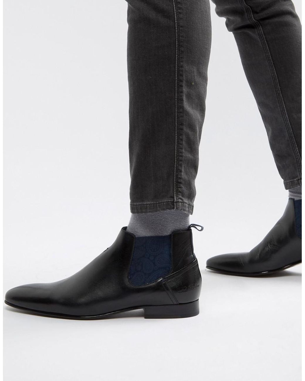 Ted Baker Lowpez Chelsea Boots In Black Leather for Men | Lyst UK