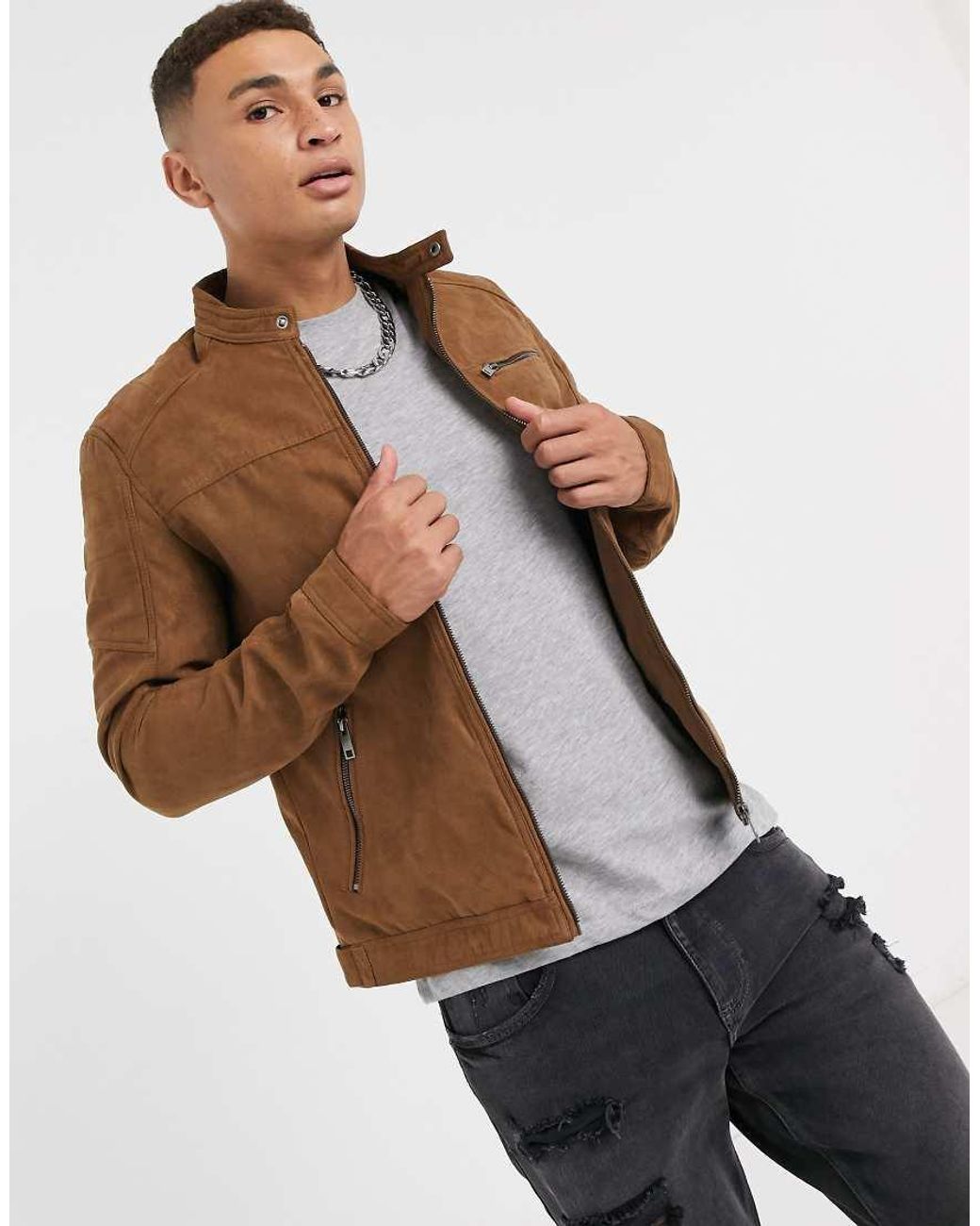 Jack & Jones White Essentials Biker Jacket for men