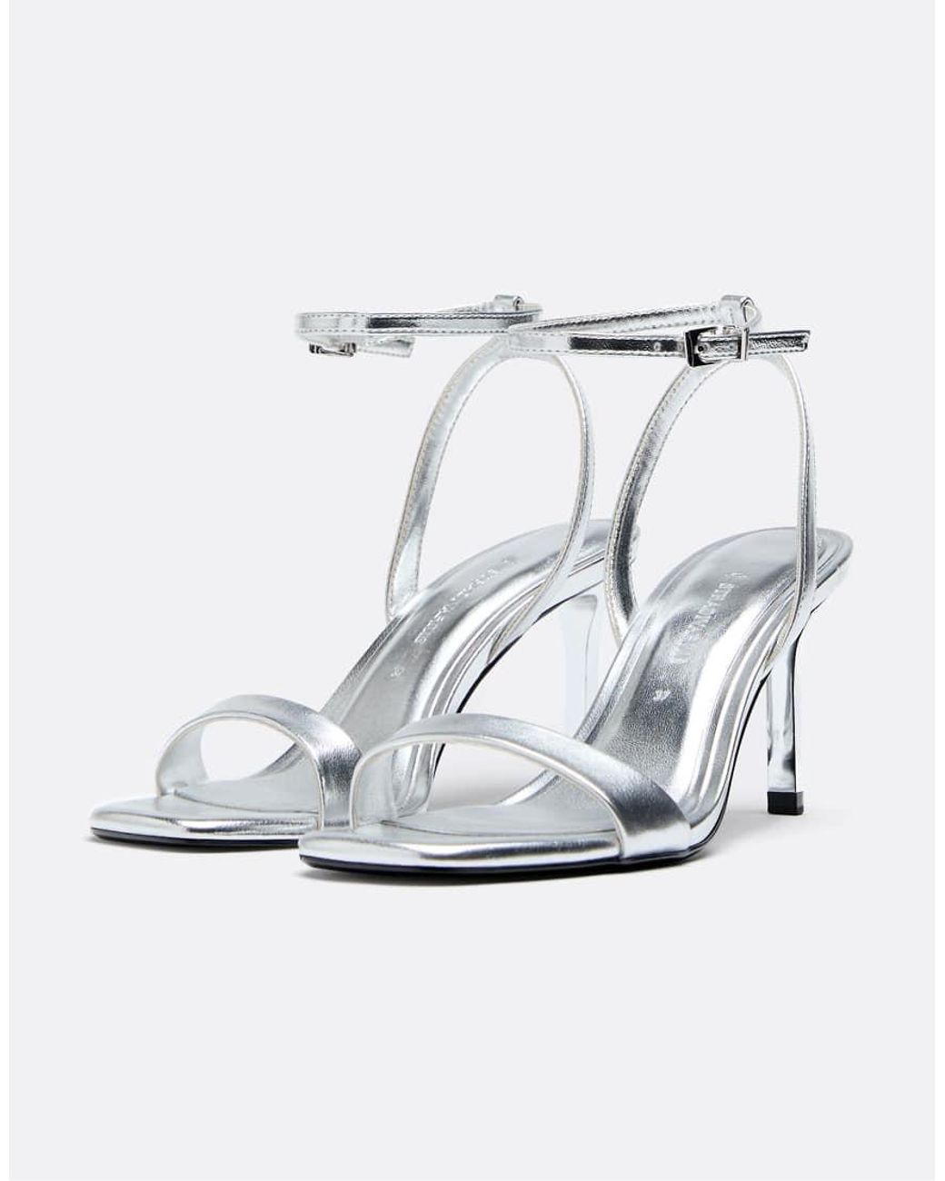 Stradivarius Gray High-heeled Sandals