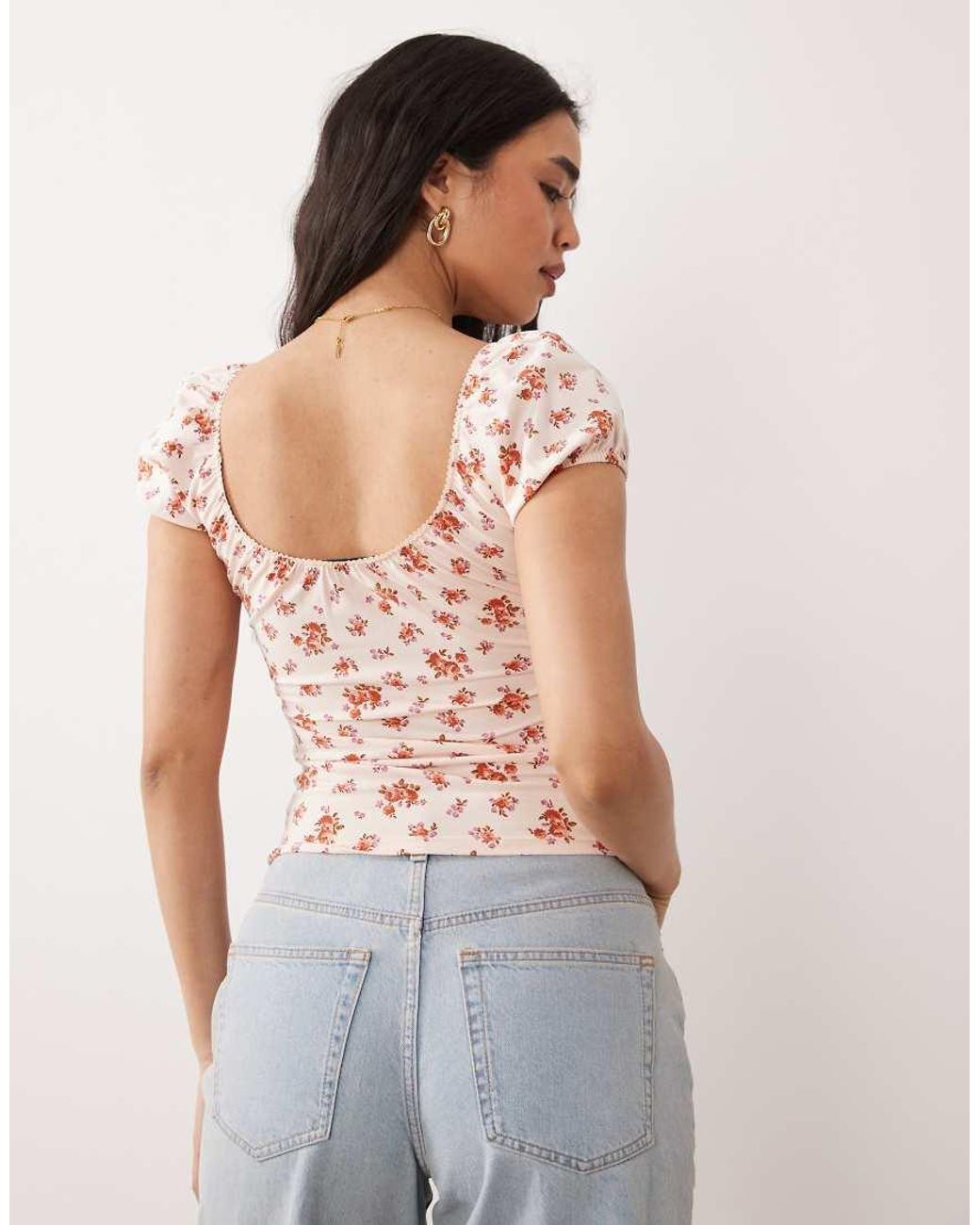 Miss Selfridge Multicolor Milkmaid Top