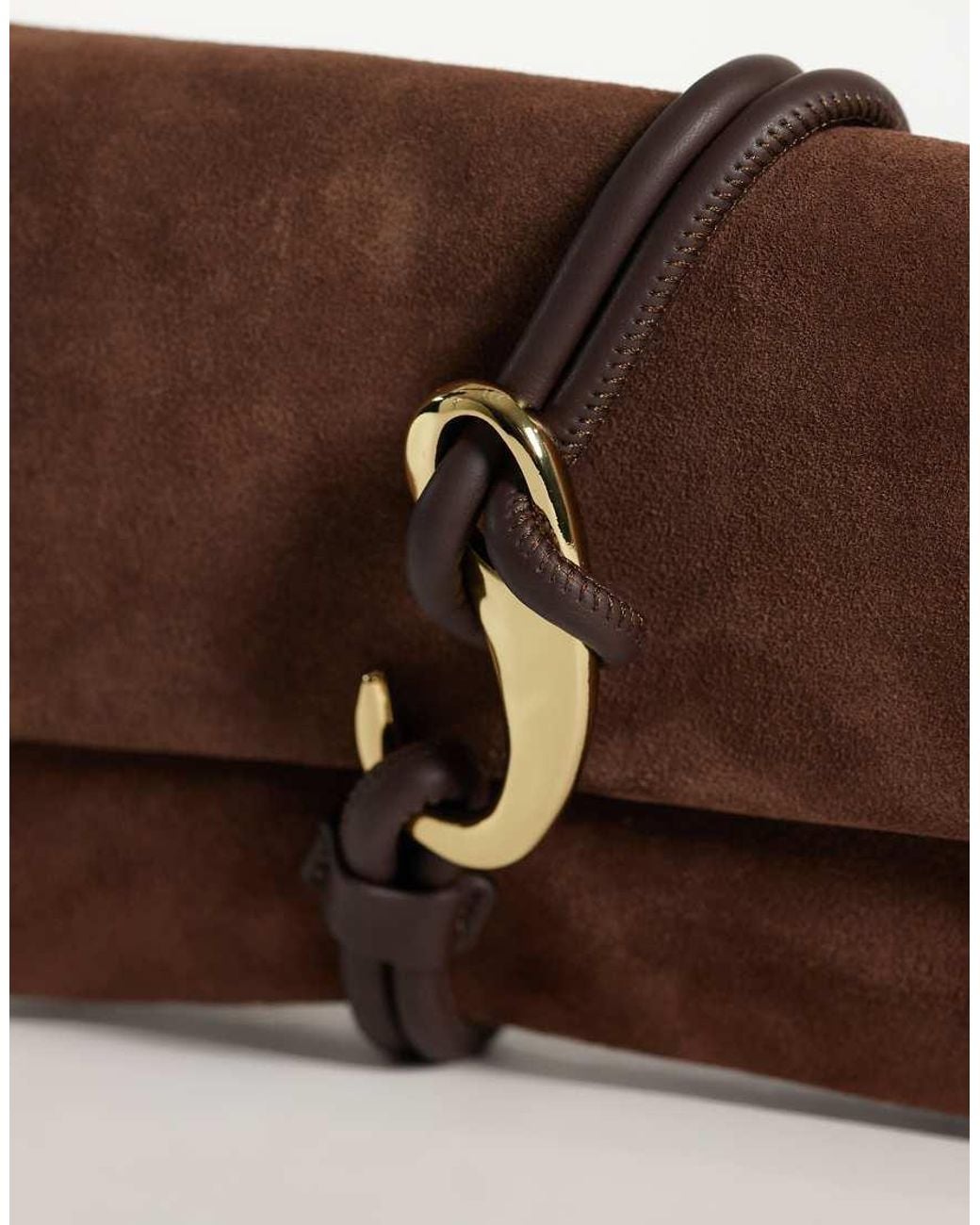 Dolce Vita Brown Alice Suede Shoulder Bag With Gold-tone Hardware