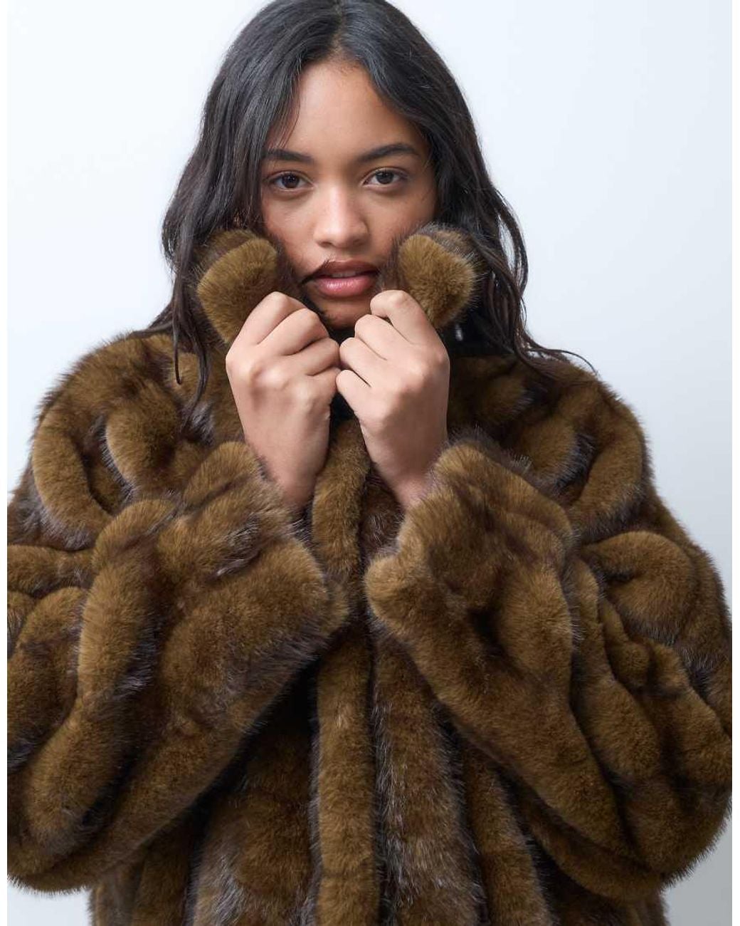 Reclaimed Vintage Black Unisex Faux Fur Maxi Coat