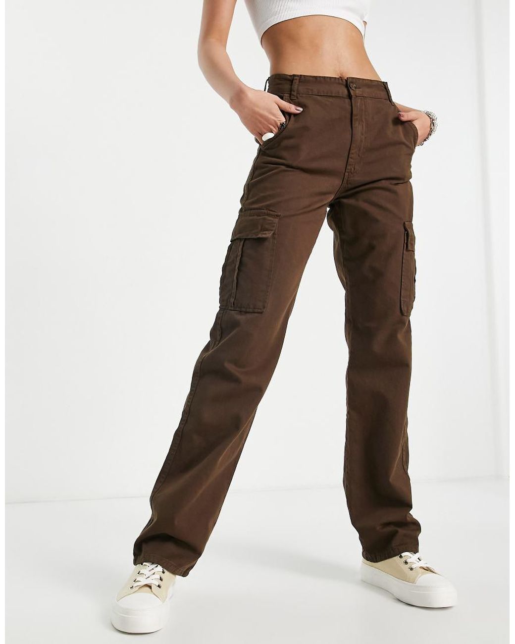 Stradivarius Brown Tall Straight Leg Cargo Trouser