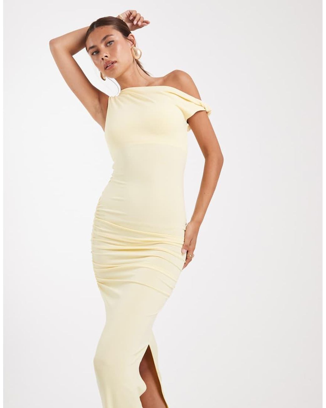 New Look Natural Fallen Shoulder Maxi Dress