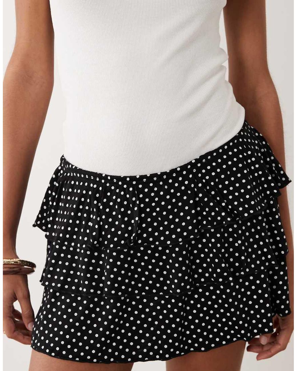 Miss Selfridge White Tiered Mini Skort