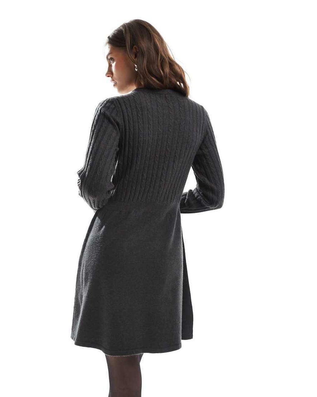 ONLY Gray Cable Knitted Mini Skater Dress