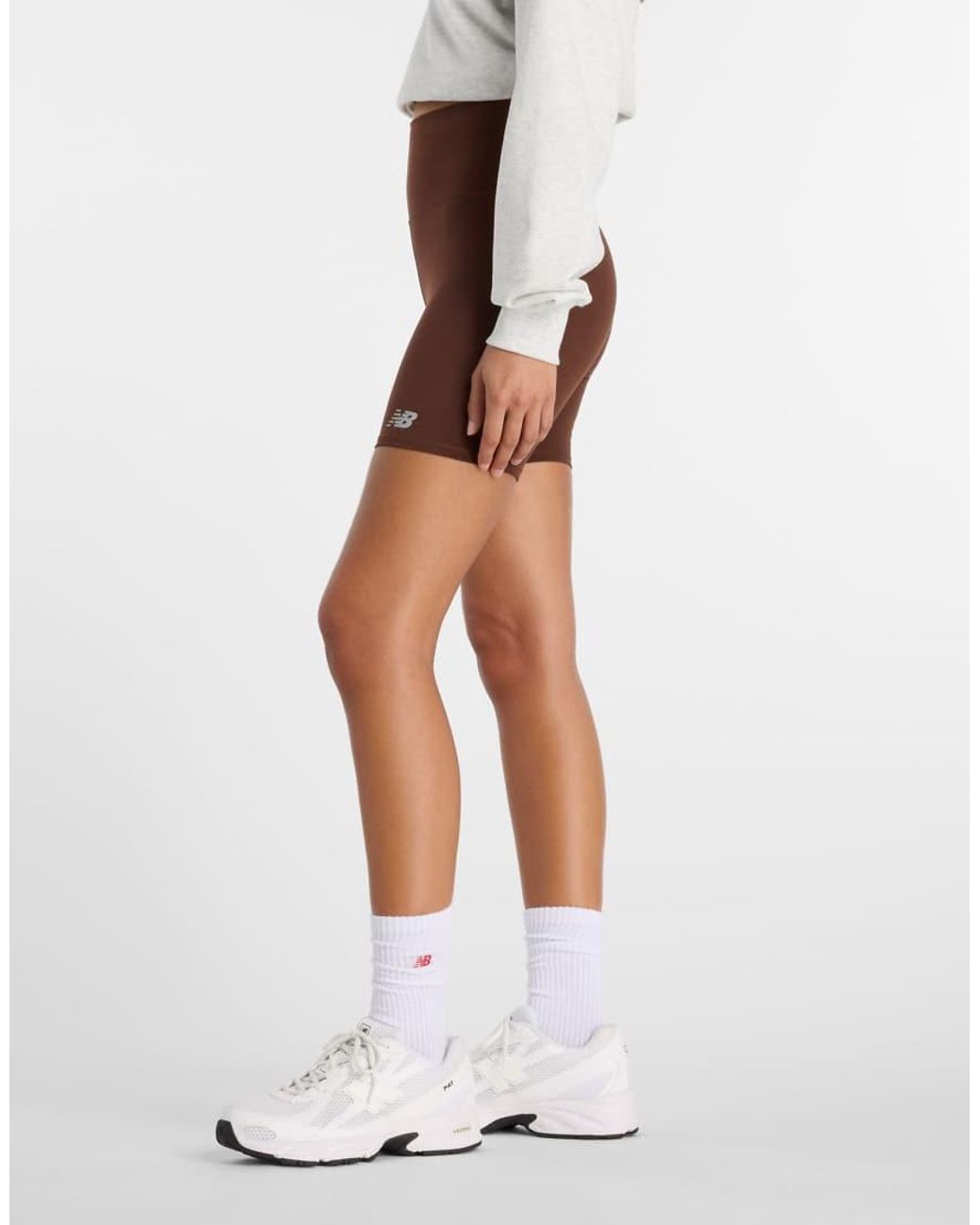 New Balance Brown Harmony High Rise 6 Inch Shorts