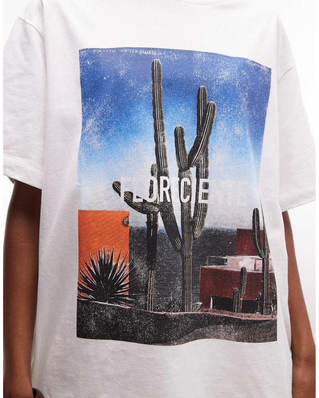 ASOS Blue Oversized T-shirt With Cactus Photo Graphic
