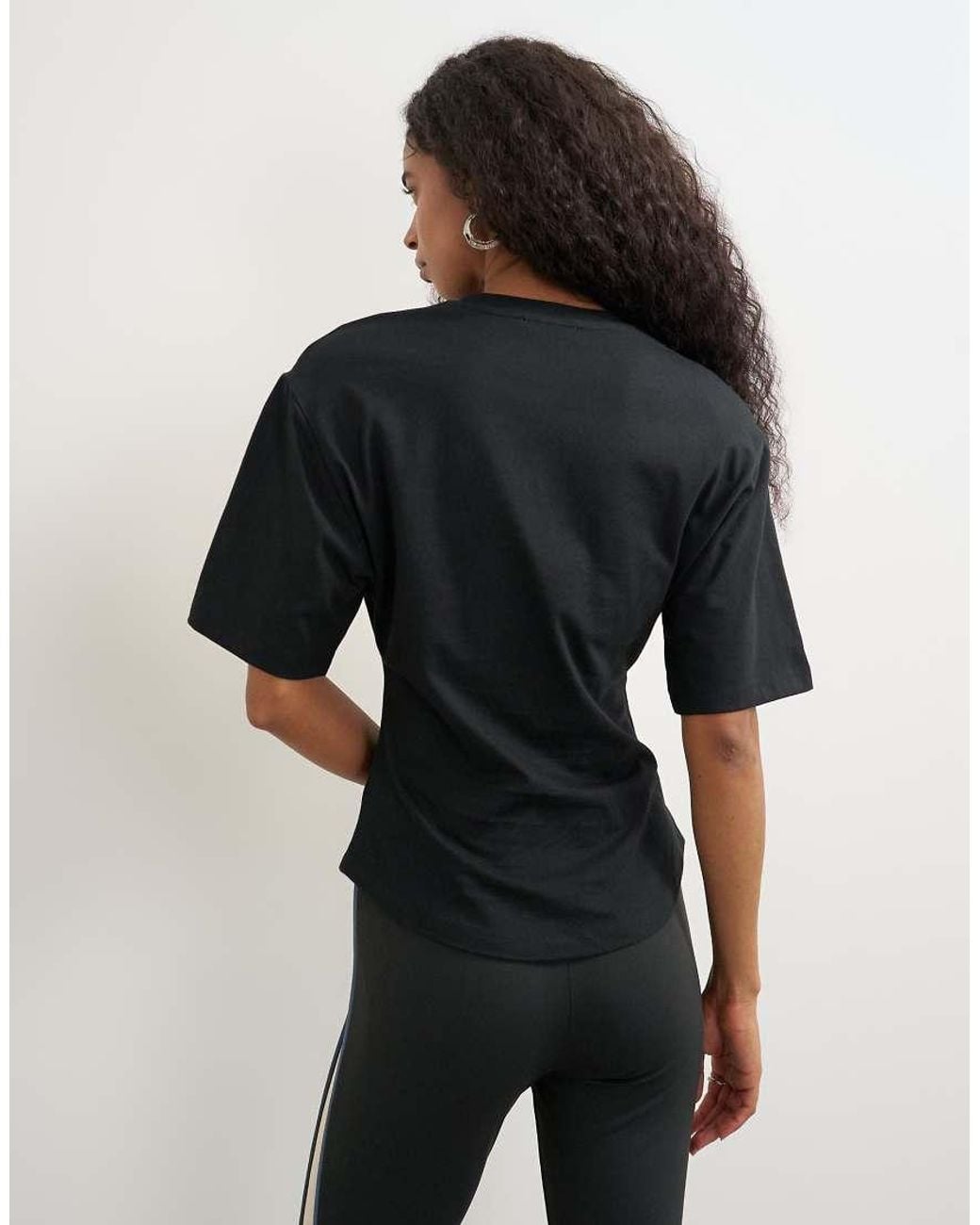 TOPSHOP Black Shoulder Pad Short Sleeve T-shirt