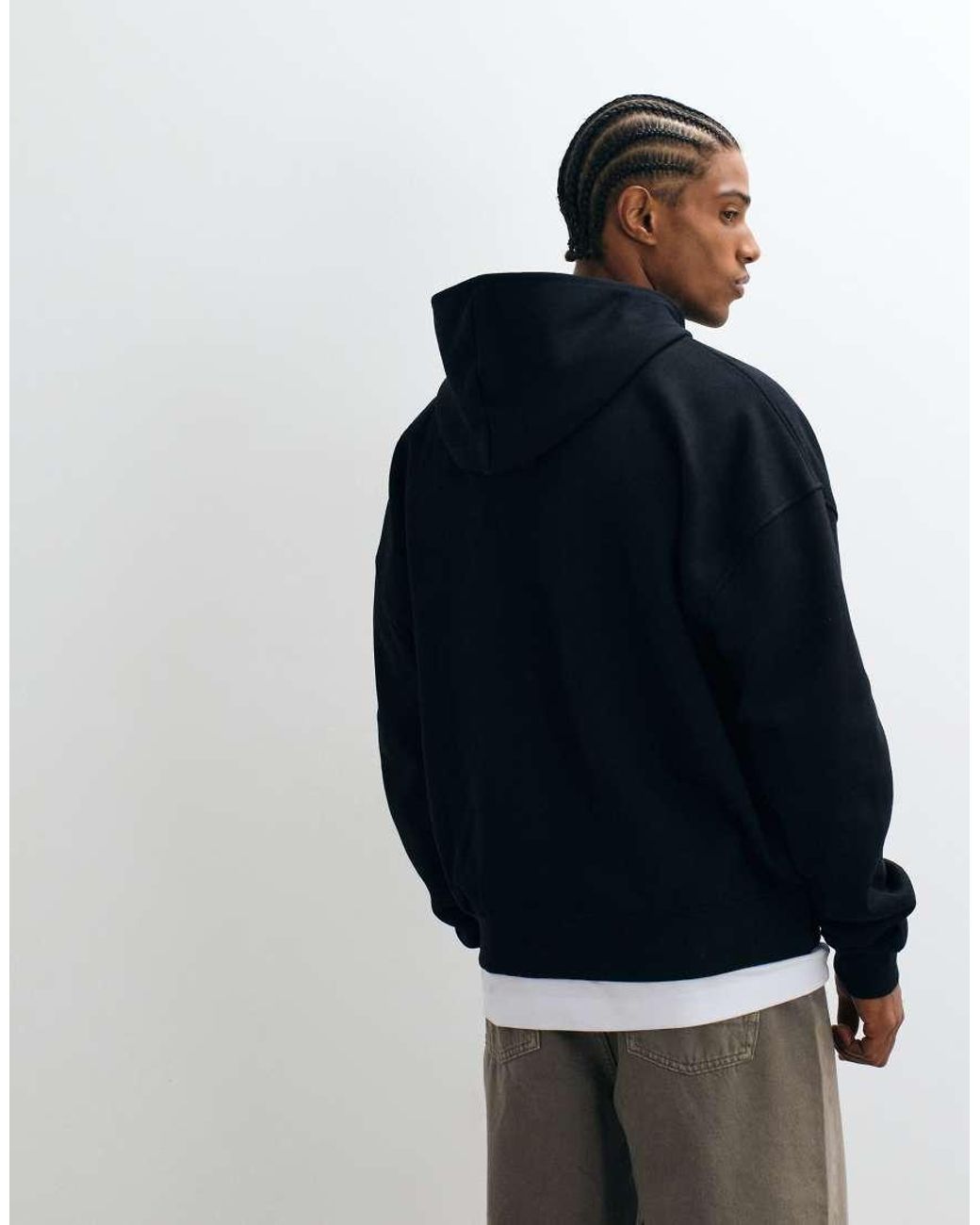Essentials Felpa Con Cappuccio Oversize Con Zip Nera di ASOS in Blue da Uomo