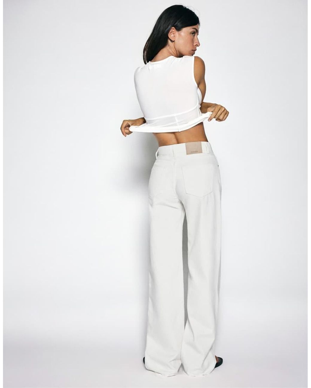 Pull&Bear White Tall Straight Wide-Leg Jeans