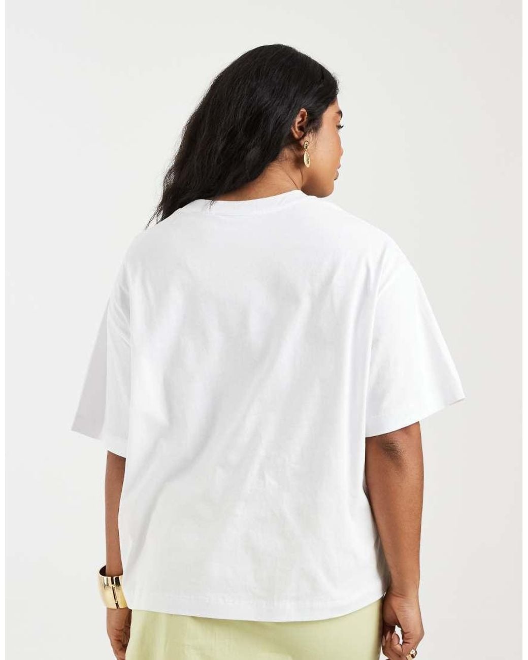 ASOS White Asos Design Curve Drop Shoulder T-shirt With Beaded Fruit Graphic