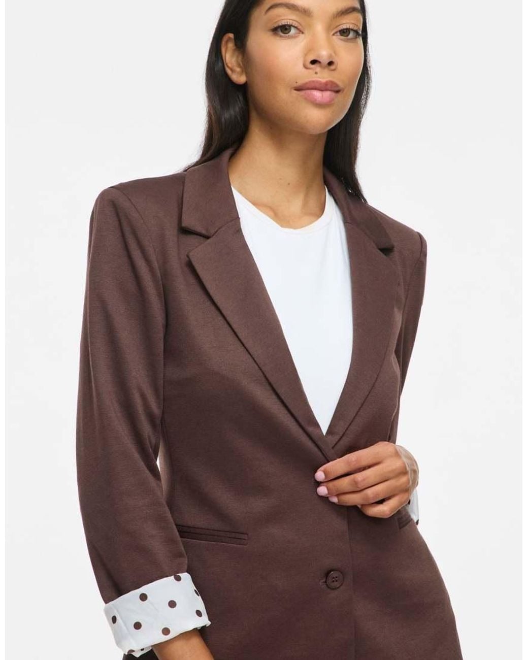 Vila Brown Saga Jersey Slim Fit Blazer