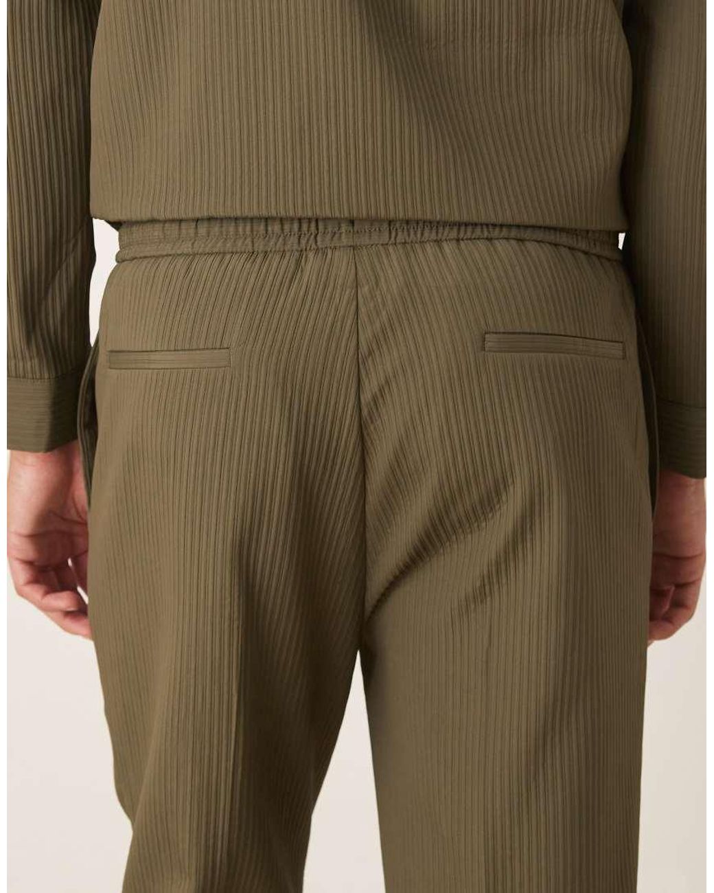 ASOS Natural Tapered Smart Co-ord Pull On Trousers for men