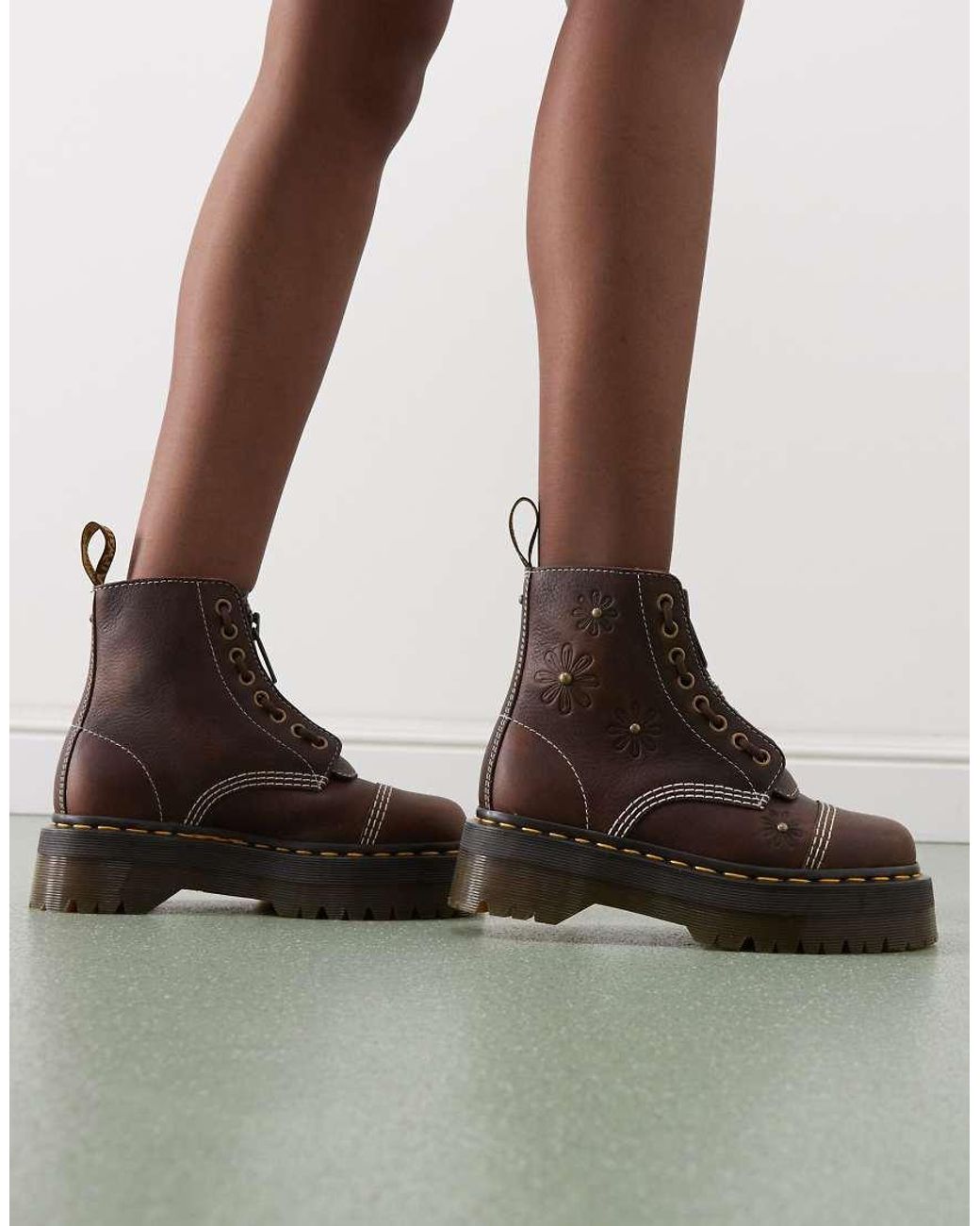 Dr. Martens Brown Sinclair Embossed Floral Boot