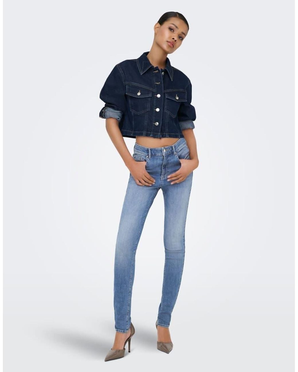 ONLY Blue Royal-power High Waisted Skinny Jeans
