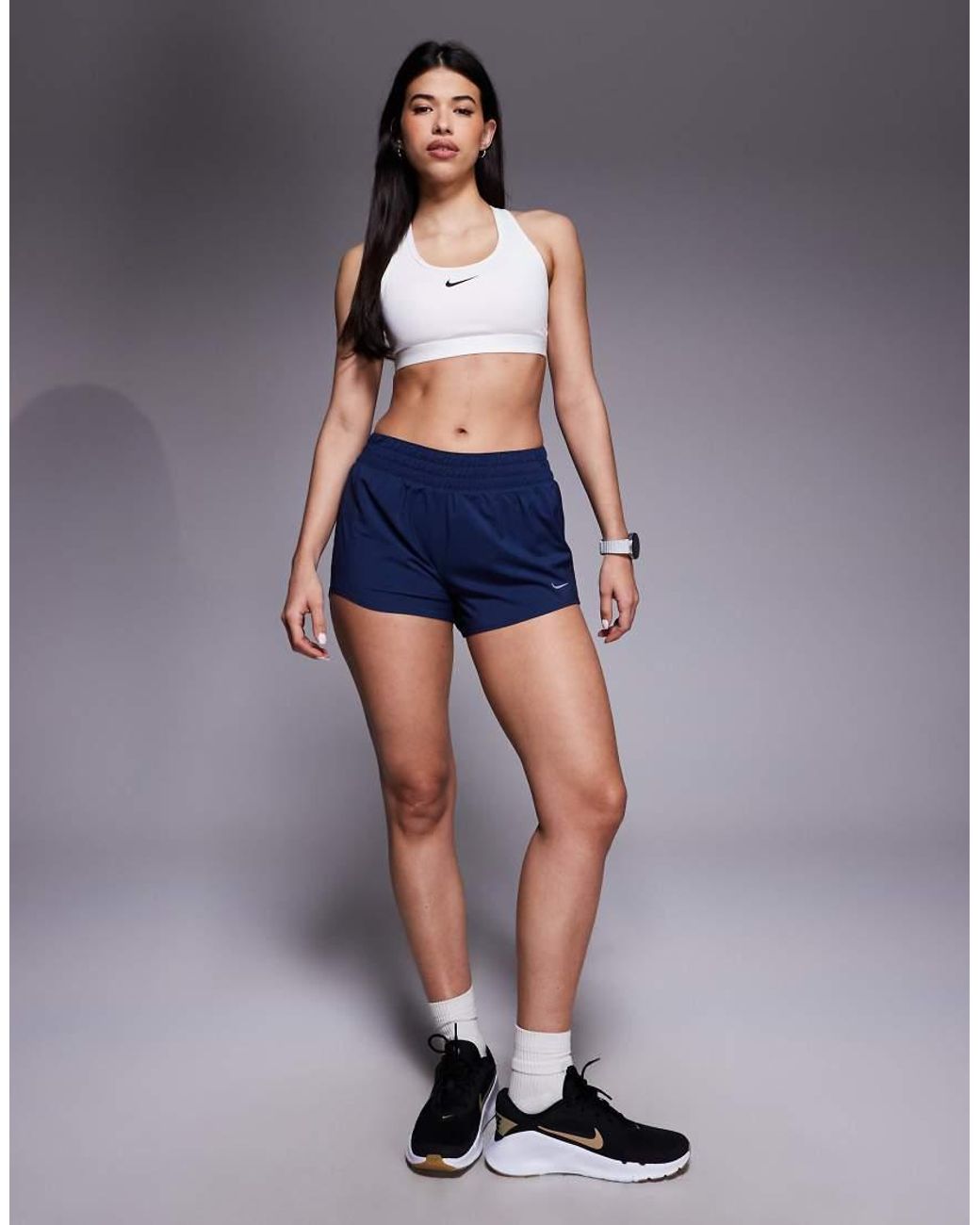 Nike White Swoosh High Support Non-Padded Adjustable Sports Bra