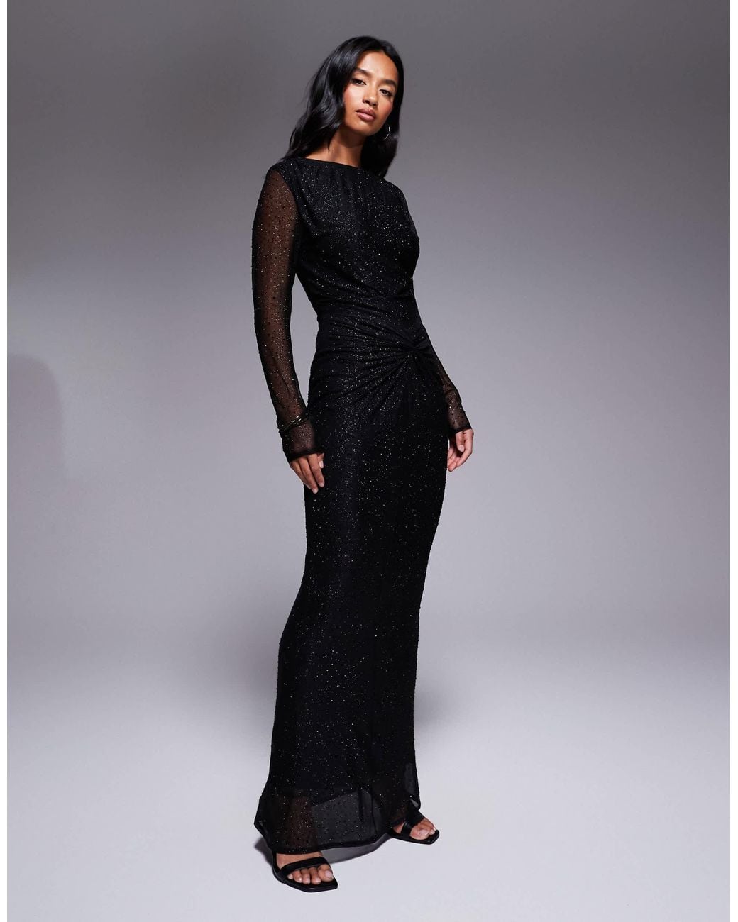Jaded Rose Petite Hotfix Slinky Maxi Dress With Knot Detail in Blue | Lyst