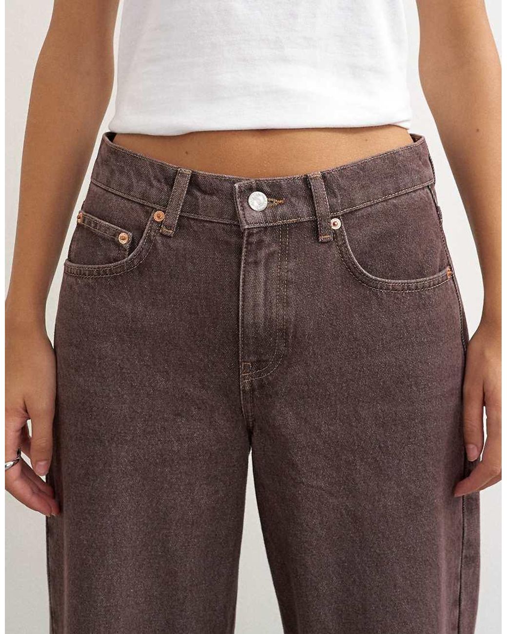 TOPSHOP White Cinch Low Rise Relaxed Jean