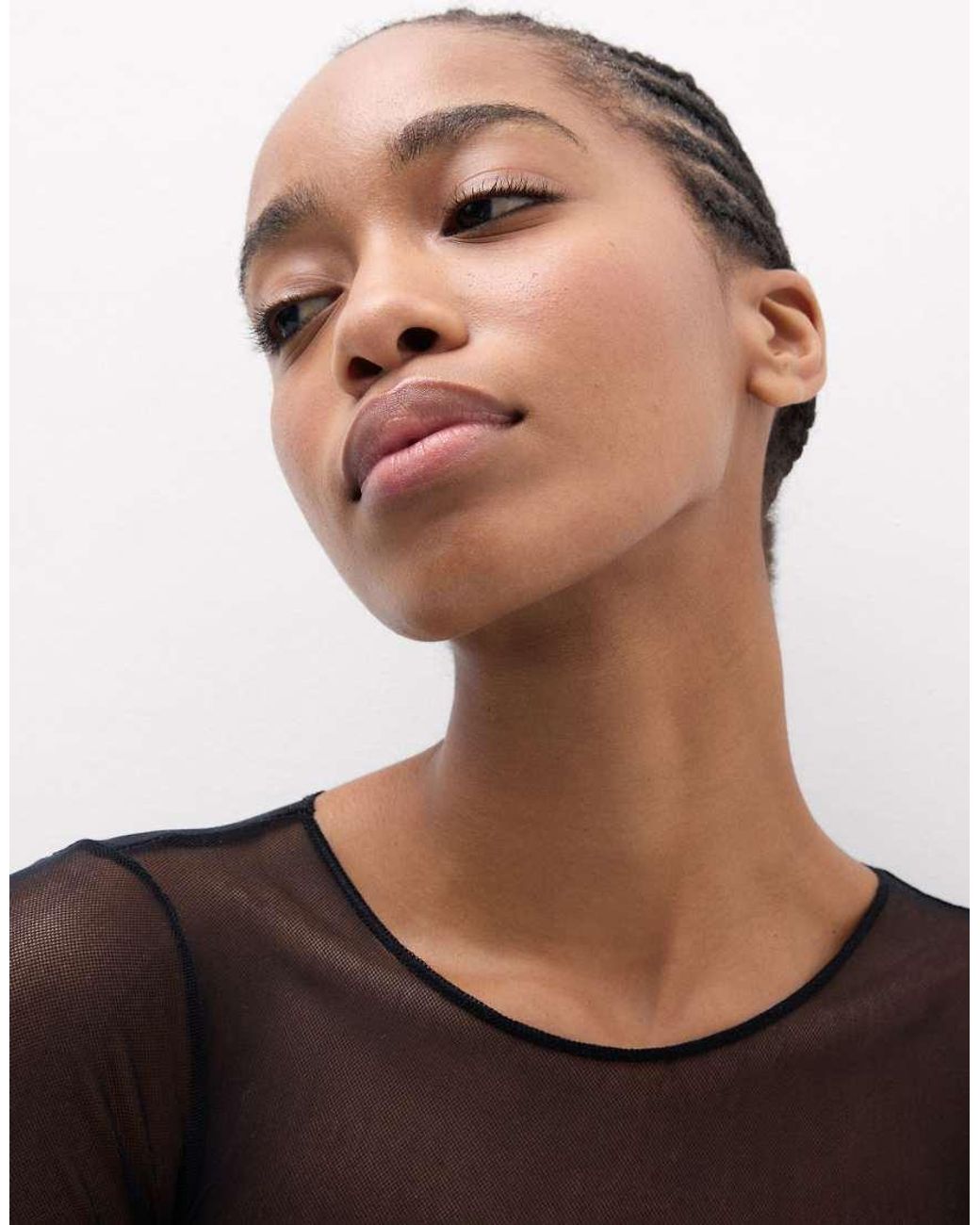 Intimissimi Black Round-Neck Tulle Bodysuit