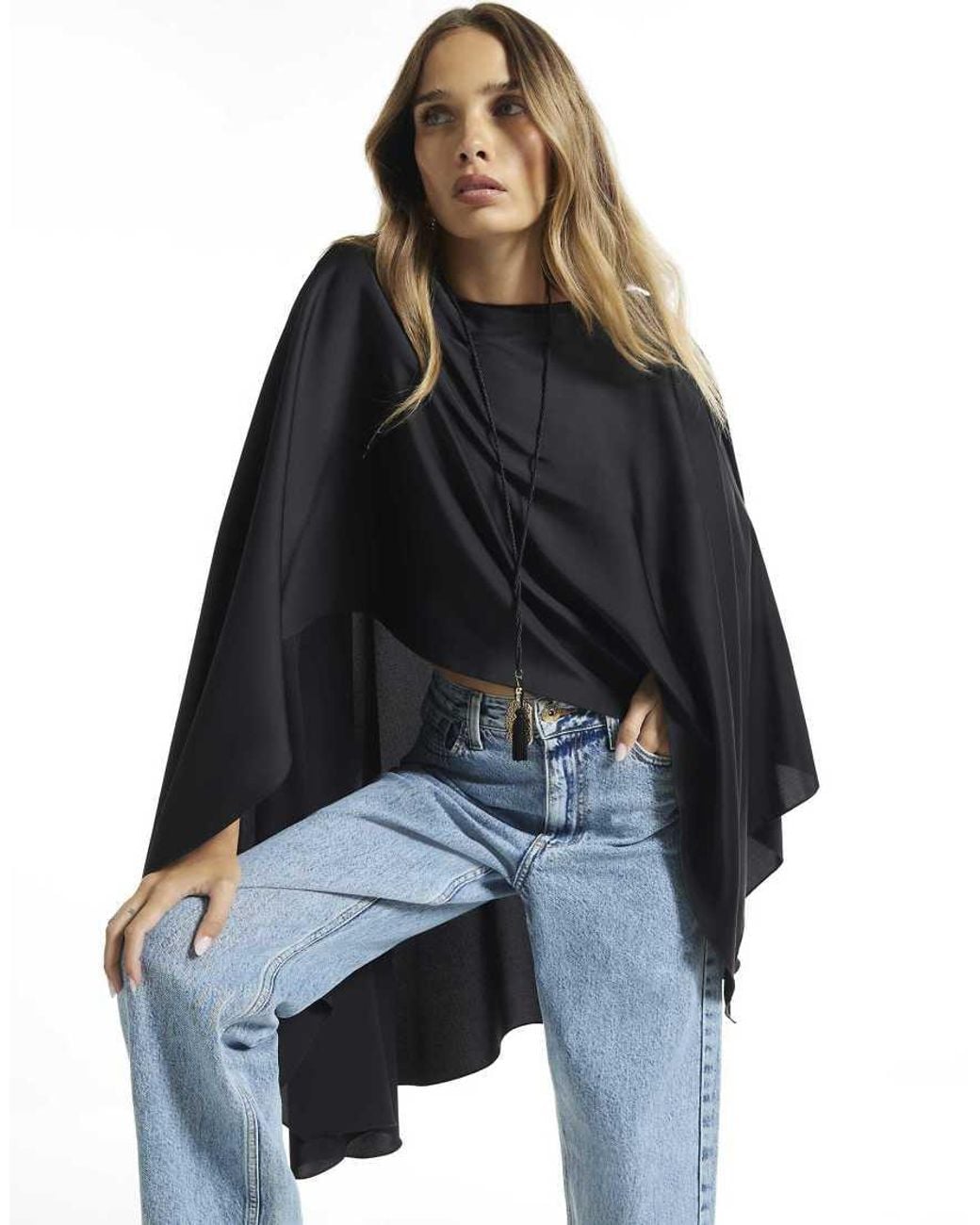 River Island Blue High Low Cape