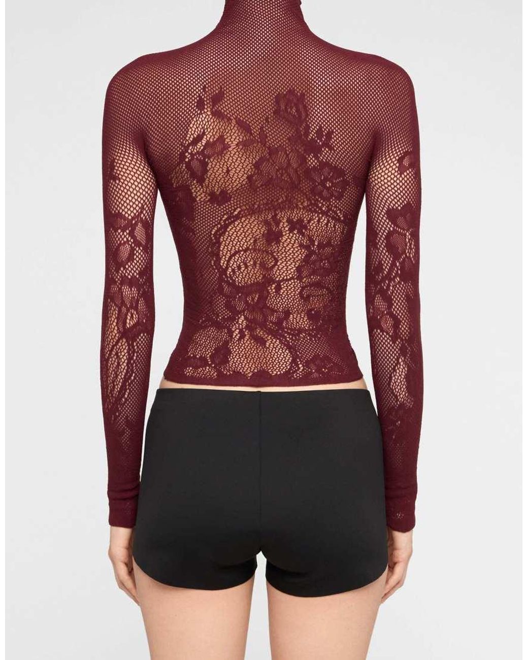 Calzedonia Red Liberty Floral Fishnet Top