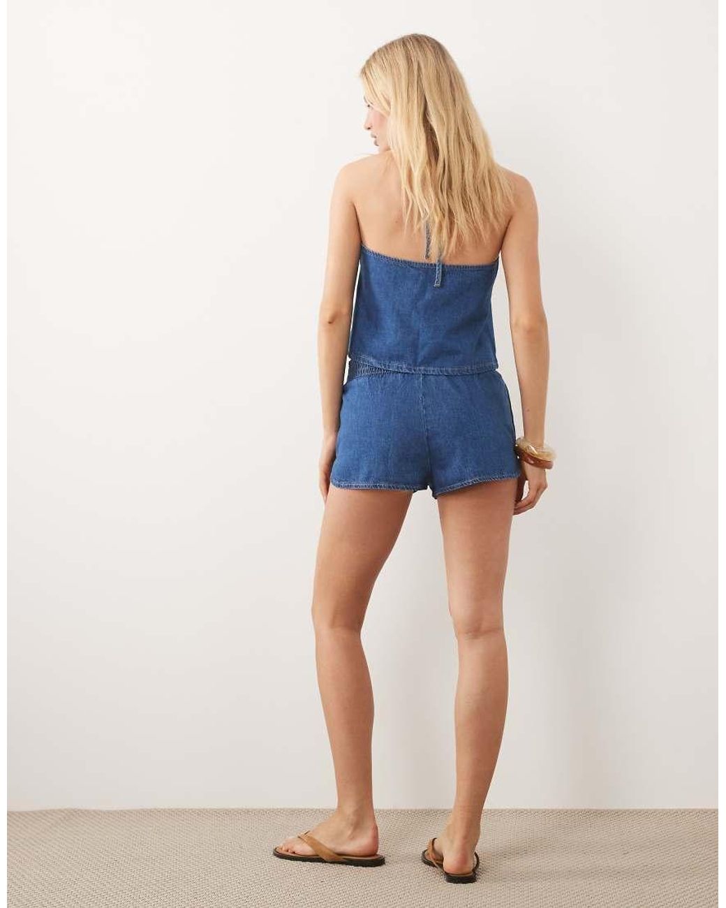 ASOS Blue Pull On Denim Runner Short