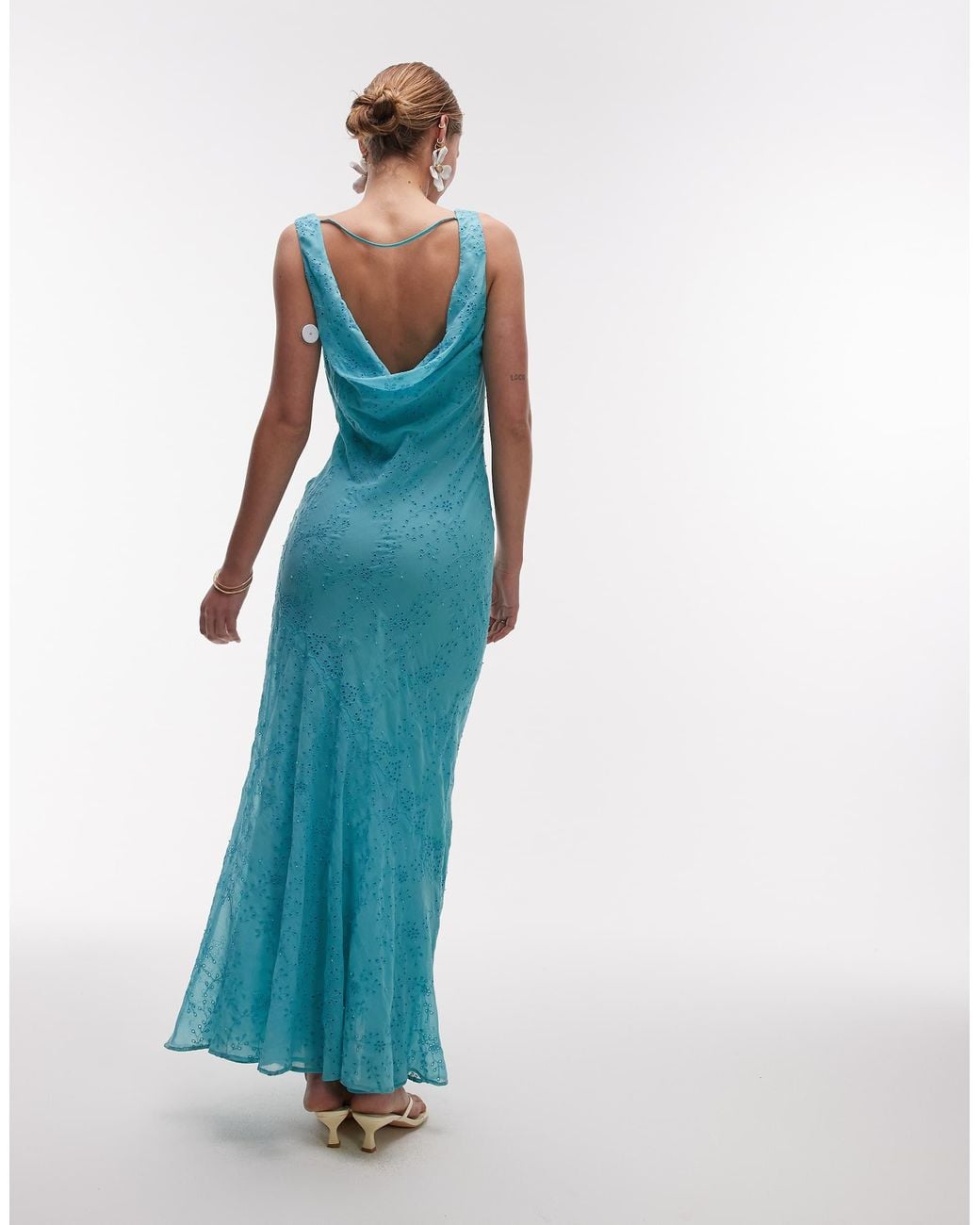 TOPSHOP Premium Double Layered Cowl Slip With Beading And Broderie in Blue | Lyst TOPSHOP Premium Double Layered Cowl Slip With Beading And Broderie in Blue | Lyst