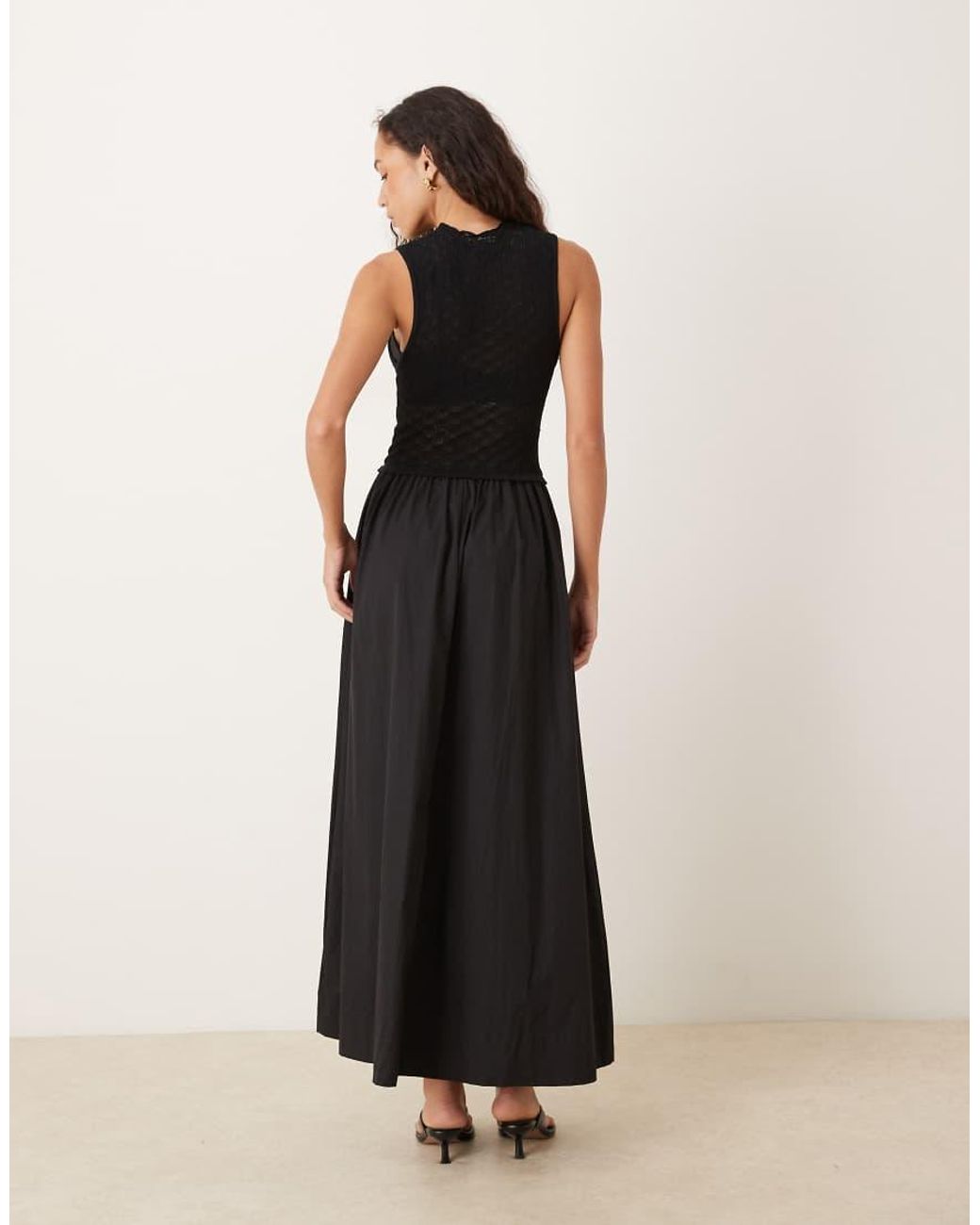 Vrg Grl Black Textured Body Midaxi Dress