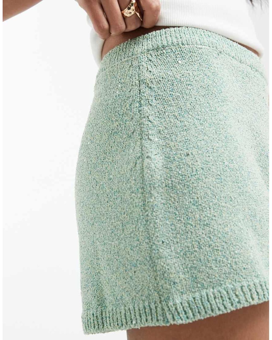 Cotton On White Sparkle Knit Mini Skirt