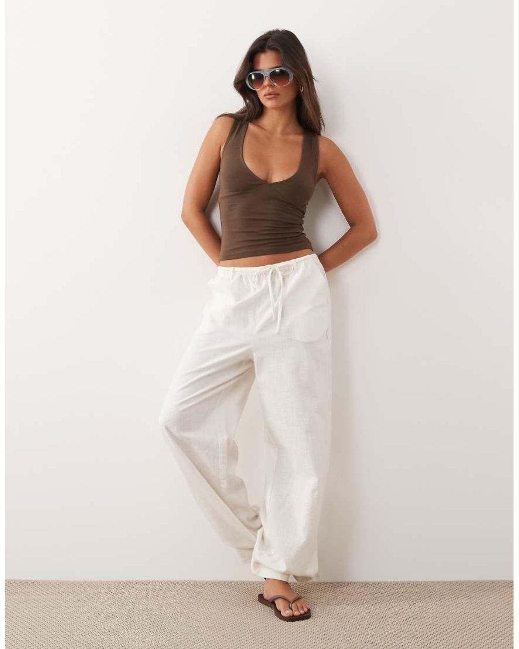 The Frolic Brown Exclusive Halterneck Plunge Top