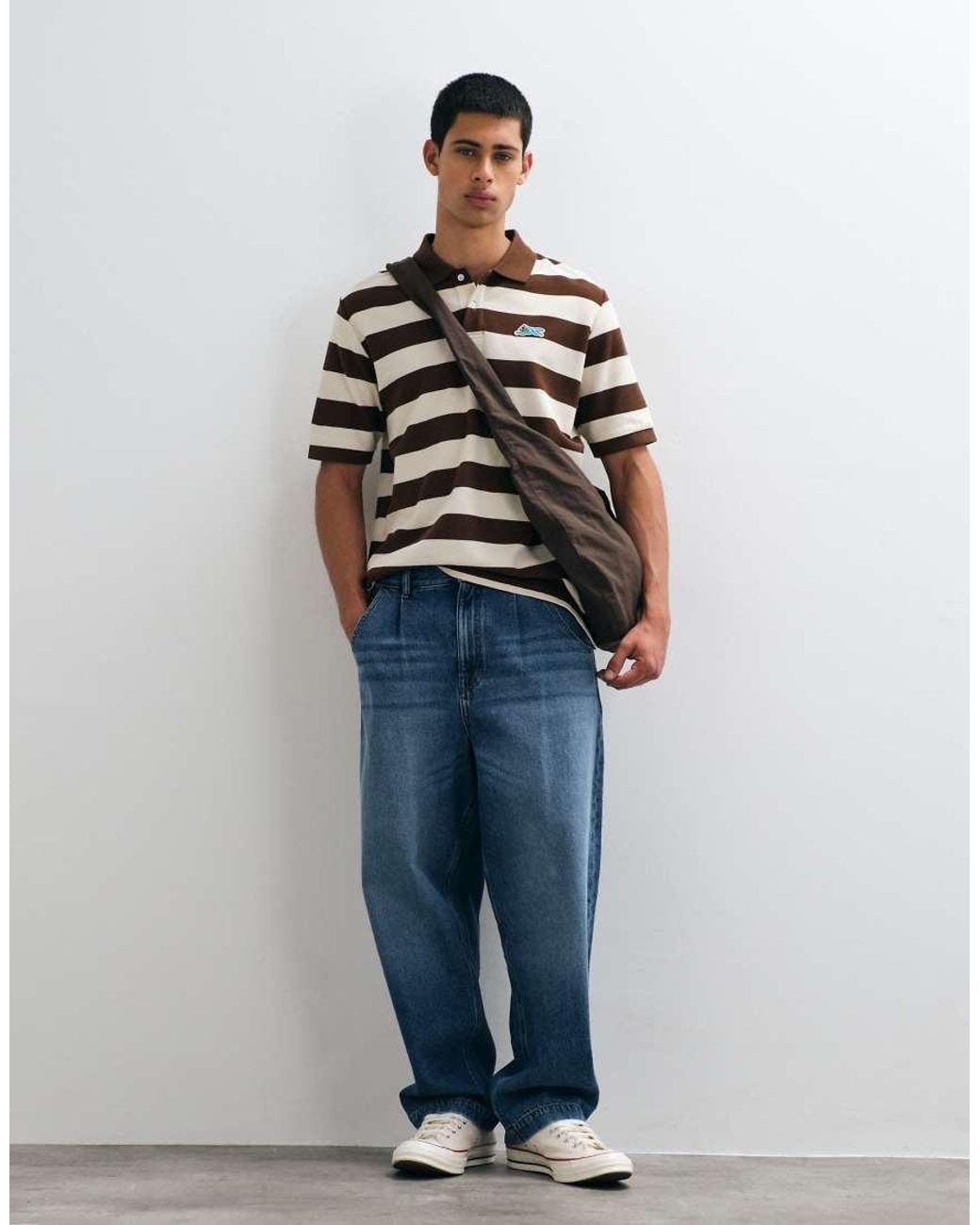 ICECREAM White Running Dog Stripe Polo Shirt for men