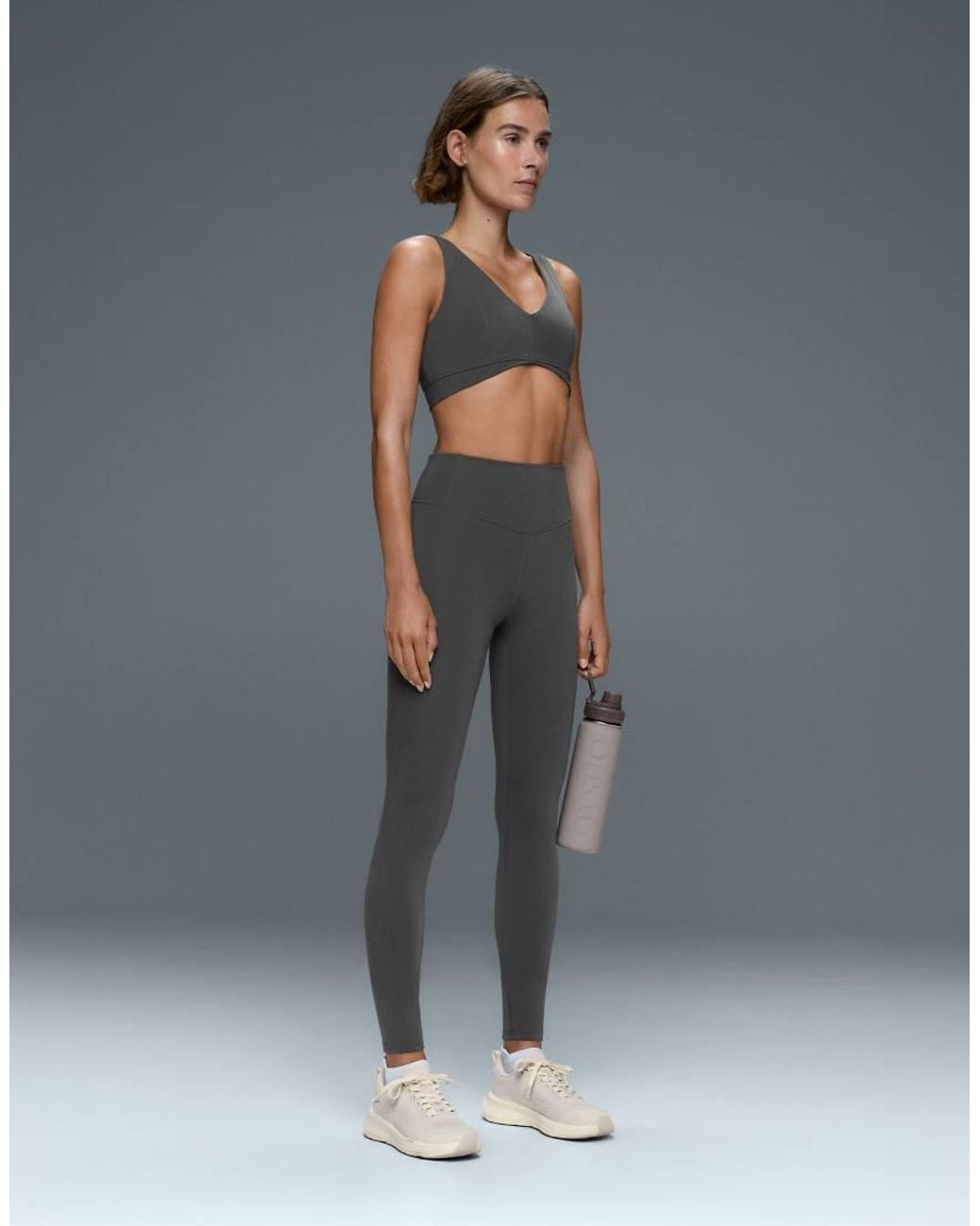 Oysho Gray Cotton Blend Medium-Support Sports Bra