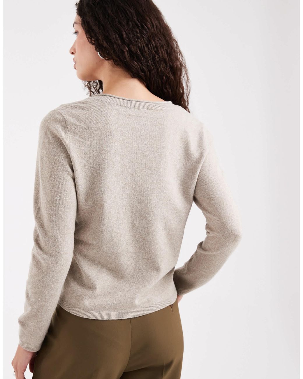 ONLY White V-Neck Knitted Top