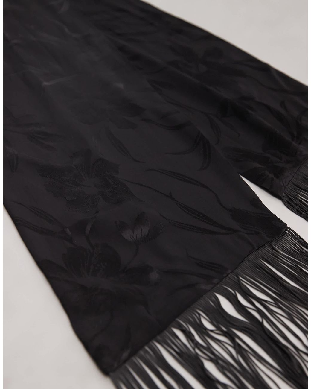 ASOS Black Satin-bindeschal mit fransen