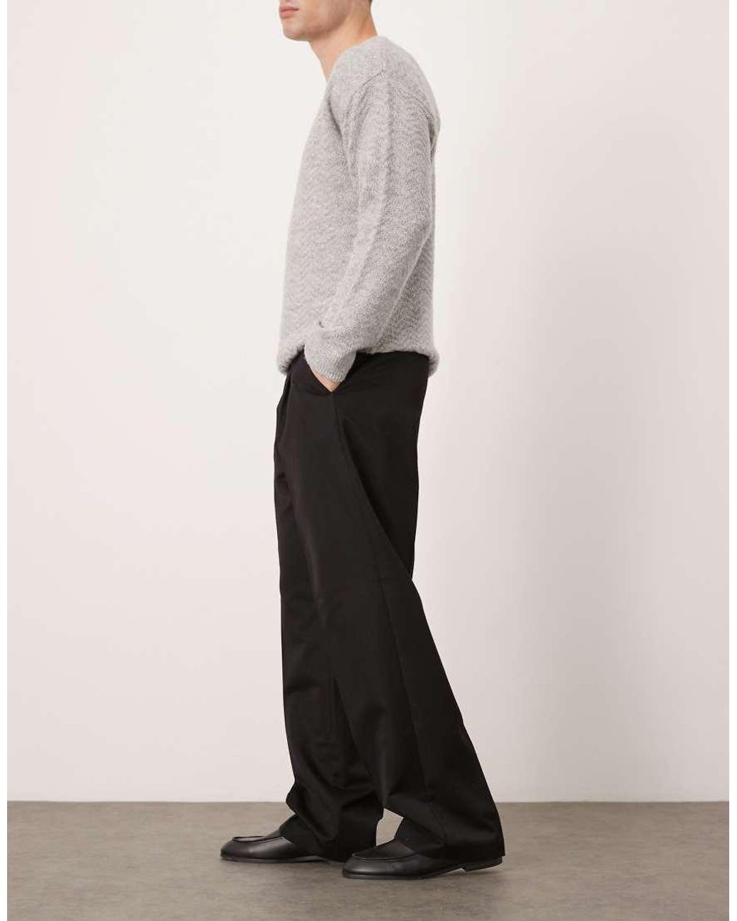 ASOS Black Smart Pleated Wide Leg Pants for men