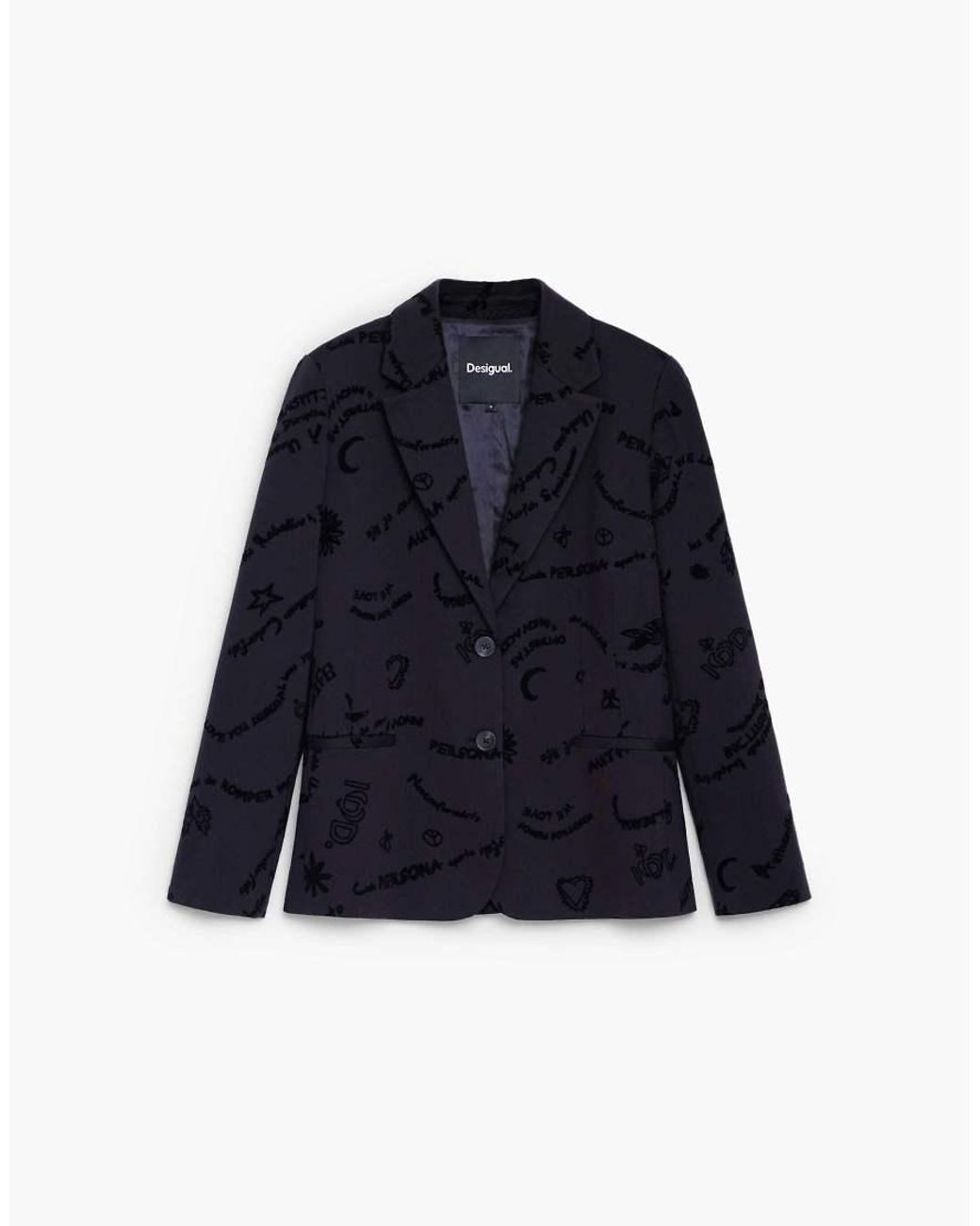 Desigual Blue Flocked Blazer