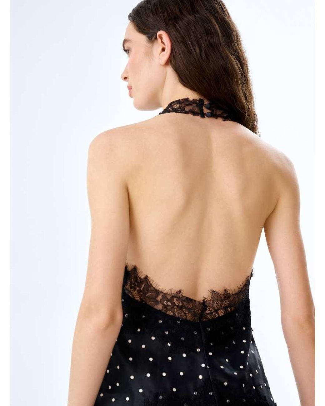 OMNES Black Tops Jayne Halterneck Top With Lace Detail