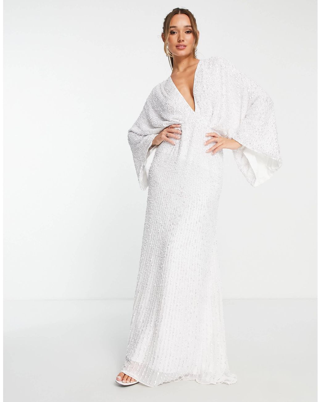 asos edition sequin kimono sleeve wedding dress ASOS Bridal, sequin kimono sleeve wedding dress New Wedding Dress Save 12%