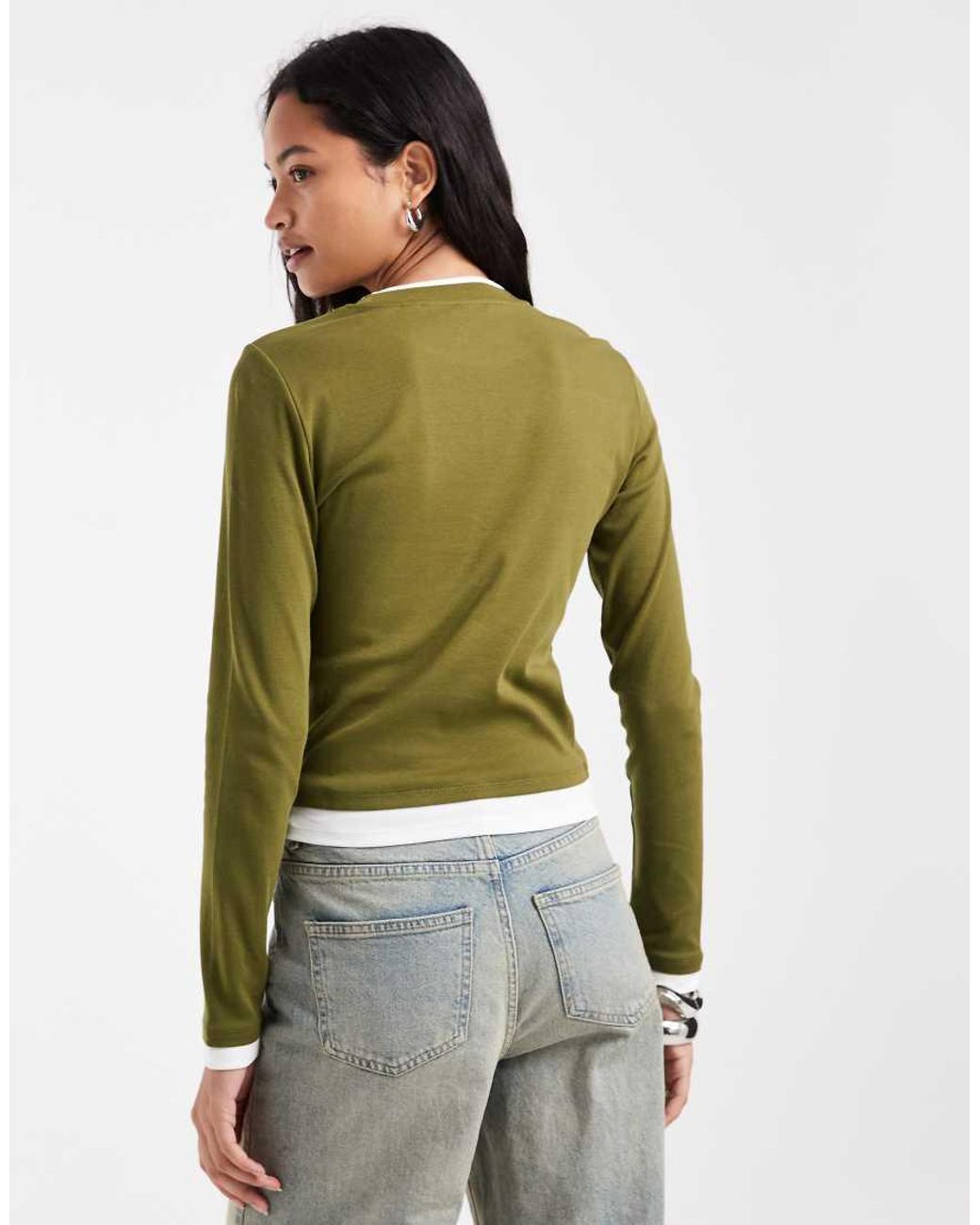 Vero Moda Green Double Layer Long Sleeve T-shirt