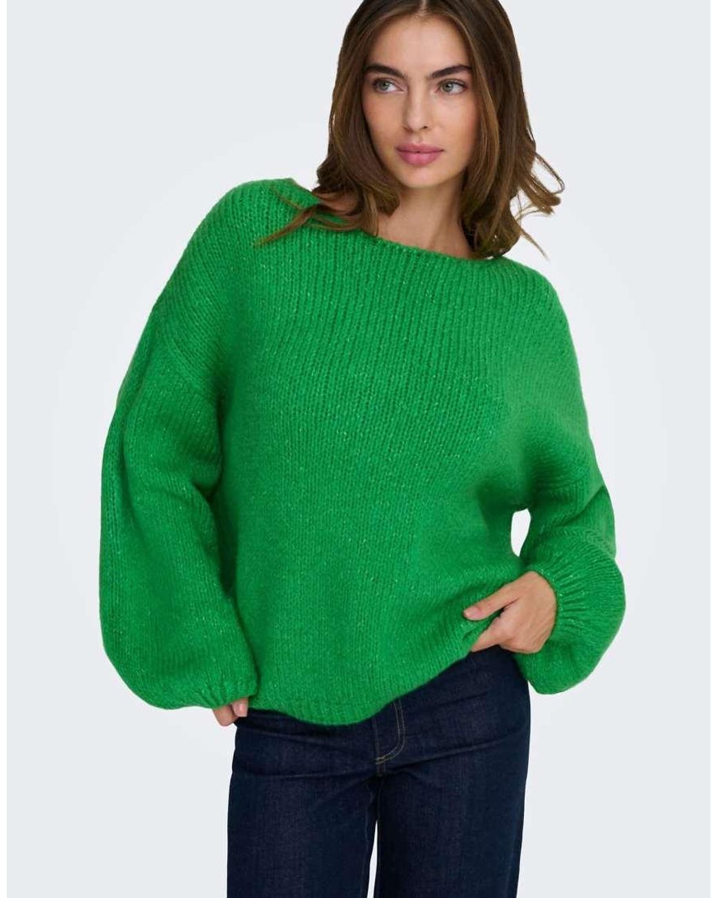 Jdy Green Dinea Long Sleeve Reversible Jumper